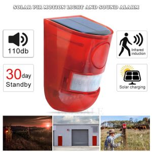 lampu kelip kelip raya led solar outdoor Sound Alert Flash Warning emergency light for house Rechargeable led motion sensor light Siren Strobe Security Alarm System