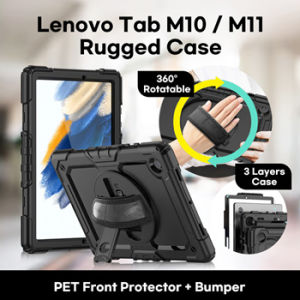 🔥Lenovo Tab M11 ( TB330FU / TB331FC)/M10 3rd Gen (Model: TB-328F/TB-328FU) Rugged Case -AA1🔥PET Front Protector + Bumper