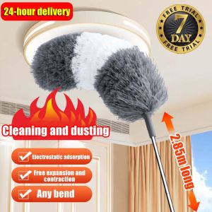 【400CM】 AMIGOGO Adjustable Stretch Extend Microfiber Feather Duster Household Dusting Brush with Telescopic Pole Stainless Steel Household Dusting Brush For Cleaning Telescopic Duster Brush Retractable Duster washable