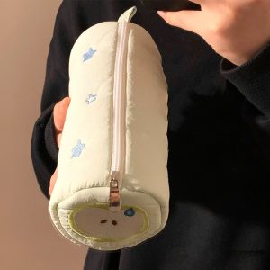 NO4 PANDA Embroidery Pencil Case Pouch Little Star Pillow Shape Desk Storage Bag INS Single Layer Makeup Lipstick Bag Students