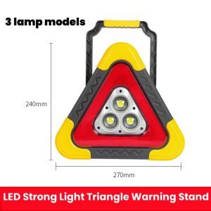 SLI ป้ายเตือนขาตั้งกล้องรถยนต์รูปสามเหลี่ยม 3 ใน 1 สัญญาณเตือนพร้อมไฟ LED อินเตอร์เฟซการชาร์จไฟ USB