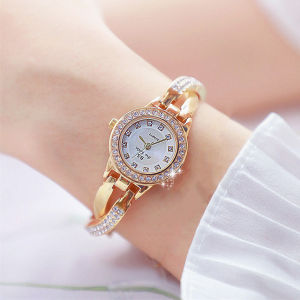[ Get a Free Bracelet ] BS Bee Sister FA1531 New Arrivals Fashion Womens Watches Top Brand Stainless Steel Alloy Strap Quartz Waterproof Casual Watches Elegant Diamonds Rhinestone Luxury Round Shape Ladies Gold Silver Original Wristwatch + Free Bracelet