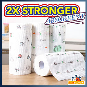 50Pcs Cleaning Cloths Lazy Rags Dry Washable Kitchen Cloth Dish Paper Dish Towel (50pcs/roll) 厨房一次性抹布 Tissue Dapur Kain Dapur 25cm x 25cm