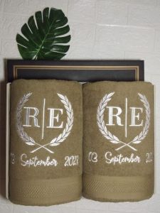 Handuk Custom Bordir  - Handuk wedding / Kado Handuk - 70x140 cm