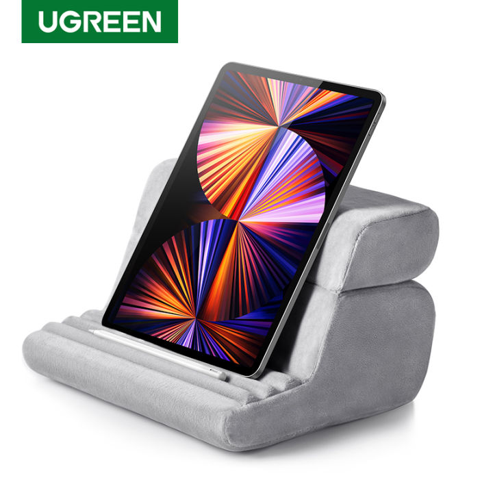 UGREEN Tablet Pillow Stand for Lap Soft Tablet Stand Holder Bed with 3 Viewing Angles Adjustable Pillow Holder Compatible with iPad Pro 9.7, 10.5, 11, 12.9 Air Mini 5 4 3 2 E-Reader Grey
