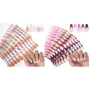 120x/Box French Tip False Nail Almond Shape Press On Nail Full Cover Stick on Nail Artificial False Nail for Woman