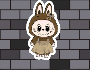 Labubu Sticker Waterproof Vinyl Stickers with Glitter Effect for Tumbler Car Motorcycle and More