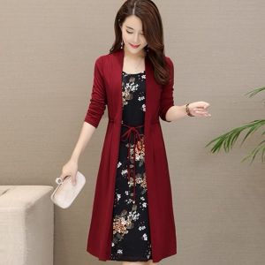 【Ship in 24H】[SADO]气质妈妈2025新款连衣裙假两件套中老年大码女装遮肚子收腰显瘦中长款裙子 Temperament Mom 2025 New Style Dress Fake Two-Piece Suit Middle-aged Elderly Plus Size Womens Clothing Cover Belly Narrow Waist Slimmer Look