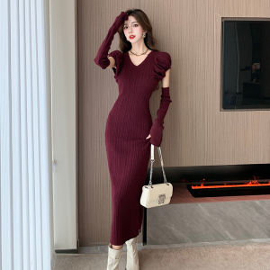 DRESS PREMIUM /DRESS BAHAN RAJUT (SARUNG TANGAN PISAH)