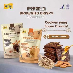 Afis Popimon Brownies Crispy Chruncy Almond Oat | Cemilan Snack Kukis Sehat Anak dan Keluarga | Camilan Bahan Alami Gluten Free