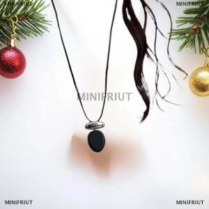 [COD] MINIFRIUT Vintage Black Wooden Oval Pendant Necklace For Women Minimalist Matte Metal Block Adjustable Leather Rope Sweater Chain Jewelry