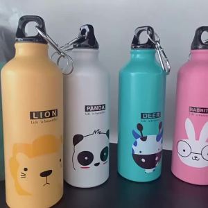 500ML Sports Water Bottle Leakproof Cartoon Animals Fitness Water Cup with Handle Travel Bottle for TravelHikingBikingRunning