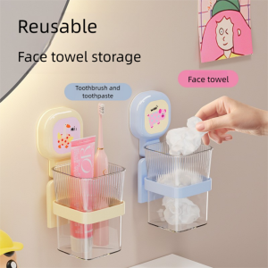 BEBA โปร่งใสโปร่งใส กล่องเก็บของแบบมียางดูดสูญญากาศ ประหยัดพื้นที่มาก พลาสติกทำจากพลาสติก ตะกร้าเก็บของในห้องน้ำ การ์ตูนลายการ์ตูน แบริ่งรับน้ำหนักขนาดใหญ่ ชั้นเก็บฝักบัวอาบน้ำ อุปกรณ์สำหรับห้องครัว