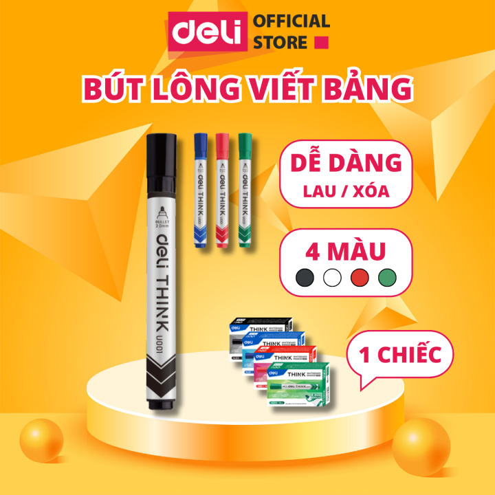 Bút Lông Viết Bảng Trắng Xóa Được Deli Màu: Đen, Xanh Dương