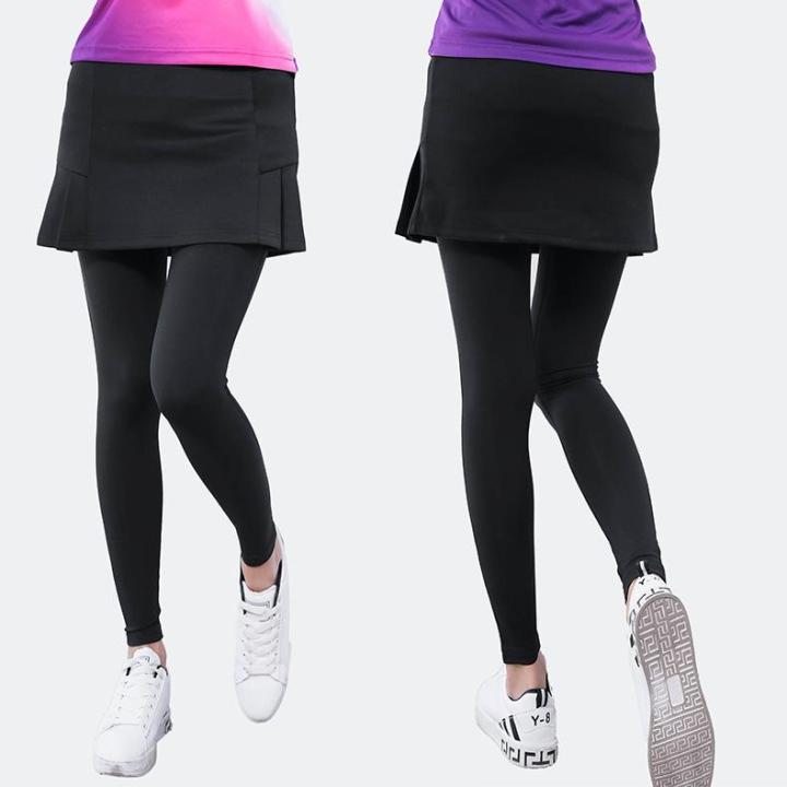 2in1 Tennis Skirted Leggings Women Athletic Golf Tights with Skirt Yoga  Pilates Long Pants