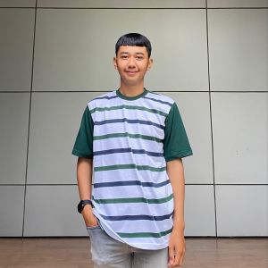 Baju Pasangan Couple Aldira Salur Combi Stripe 3 Atasan Kaos Combed 24s