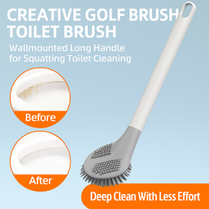 Silicone Toilet Brush Golf Style Brush Head No Dead Angle Cleaning Wall Mounted And Easy To Store Bathroom Cleaning Brush