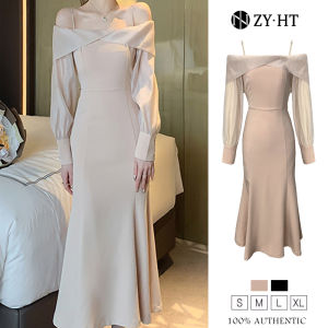 ZYHT (Giải phóng mặt bằng Sử dụng phiếu giảm giá) đầm đuôi cá váy dây treo Cổ áo một chữ bỏ khỏi vai đầm tay dài tiểu thư đầm dự tiệc sang chảnh eravogue 5935