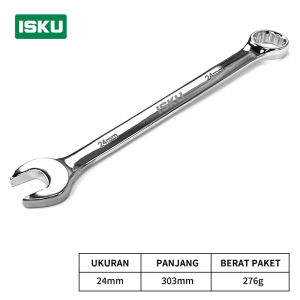 ISKU Kunci Ring Pas Set 8-24mm Combination Spanner Wrench Bahan Cr-v Multifungsi Bahan