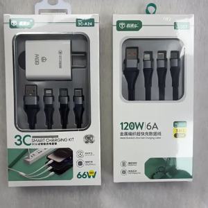 AU120W A 3-in-1 braided data cable with a charging adapter compatible with devices 17 Fast charging for Android and Huawei phones