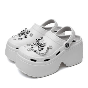 Free Shipping WomenS Thick-Soled Slippers New Summer Styles Perforated Design Height-Increasing Shoes Fashionable Outdoor Wear EVA Beach Sandals DIY Cloud-Shaped Sandals