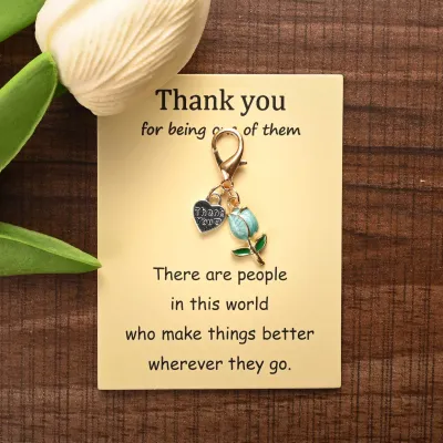 Colorful Flower Keychain Stylish Thank You Gift Sentimental Charming Tulip Keychain For Graduation Gift Teacher Appreciation Mentor Appreciation