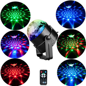 Angelila 3W RGB LED Stage Lights Sound Activated Rotating Disco Ball Party Lights Strobe Light for Christmas Home KTV Xmas Wedding Show Karaoke
