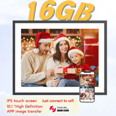 【Local Stock】10.1Inch Frameo Digital Photo Frame WIFI Digital Picture Frame Smart Electronic Image Album Bulit-in 16GB for Gift Giving
