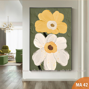 Tranh in vải canvas hoa sơn dầu khổ lớn đã gồm khung và đinh treo nhiều mẫu - làm theo yêu cầu