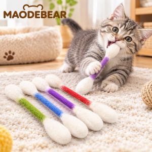 Lucky DAYS.my 6 Pcs Cotton Swab Shaped Catnip Cat Toys Soft Plush Interactive Chew Kick Stick For Indoor Cats