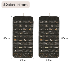 Mainland Storage Tas Penyimpanan Perhiasan Kalung Anting Model Gantung Dua Sisi Pouch Perhiasan Anti Debu Tas Pouch Organizer Perhiasan Aksesoris Serbaguna HDK315