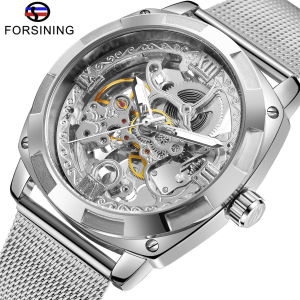 Forsining watch Retro Mens Automatic Mechanical Wirstwatches Top Brand Luxury Black Gold Design Luminous Hands Skeleton Clock Male