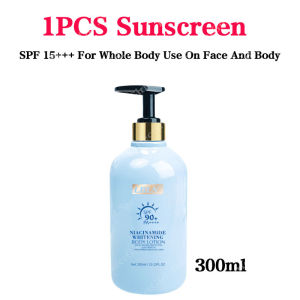 Niacinamide Sunscreen Body Lotion SPF 15+ PA+++ Sunscreen Skin Care Moisturizing Refreshing Waterproof and Sweatproof Body Care Brightening Moisturizer Non-Sticky Long-Lasting Whitening Without Fake Whitening 300ml