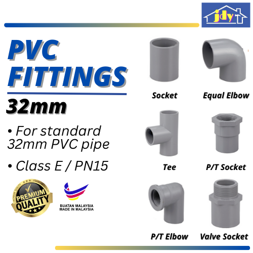 Pvc Socket 32 PVC Pipe Fitting PVC Connector Socket Elbow Tee Valve Socket Plug End ...