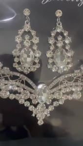 Exaggerated Full-Diamond Alloy Jewelry Set , Fashionable and Exquisite Bridal Wedding Jewelry for Women