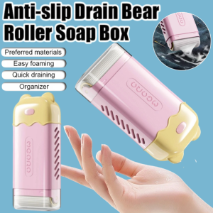 Bear Soap Organizer Bathroom Roller Brush Type Soap Dish Holder Nonslip Soap Box Multi-Function Foam Soap Box