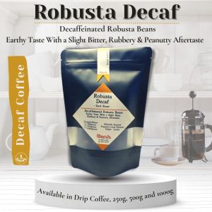 3Brews Arabica Robusta Decaf Coffee: No Caffeine Bean Decaffeinated Medium Dark Roasted - Whole Beans and Grounds for Brewing Available in Drips 250g 500g 1000g
