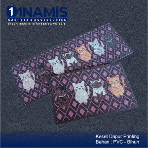 Keset Dapur ANTI-SLIP 2in1 Full Printing PREMIUM - Mie Bihun bahan PVC karpet lantai lembut di kaki