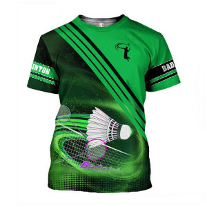 Sports Badminton 3D Digital Printing T Fashionable sports casual short-sleeve shirt T T-shirt direct sales supply