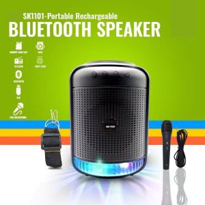 PHK SK-1101 Original Wireless Round Bluetooth Karaoke Speaker Strap Super Bass Portable Bluetooth Speaker With Microphone