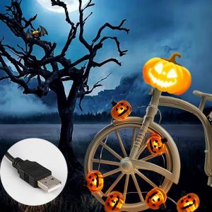 BMFUEW 20/50 Lights Halloween String Lights USB Charging Luminous Pumpkin Lights Halloween Decor Black Cat Bat Decor Halloween Party