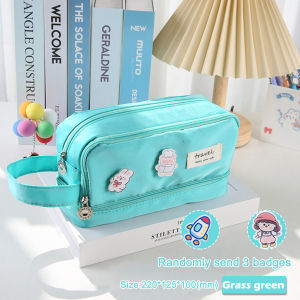 Kawaii Large Capacity Pencil Case Pouch Bag Double Layer Girls Pen Box Korean Stationery Back to School Supplies for Students