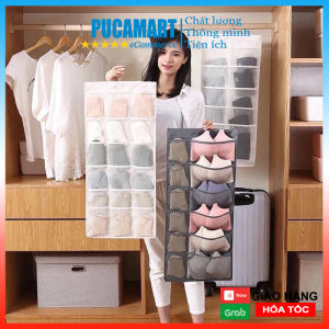 [HCM]Túi Treo Đồ Lót 30 Ngăn 2 Mặt Túi Treo Tất Vớ Sắp Xếp Đồ Gọn Gàng Dễ Tìm Và Mang Đi Du Lịch Có Móc Xoay 360 Tặng Kèm - PucaMart