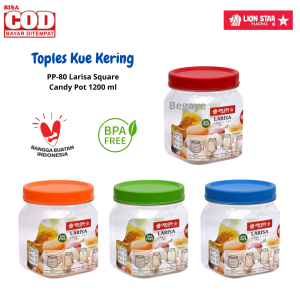 Lion Star Toples Kotak Larisa 1.2 liter PP-80 Larisa Square Candy Pot 1200 ml