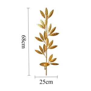 FFBH Iron Texture Candle Holders Luxury Candlestick Leaf Branch Shape Rack Indoor Wall-mounted Living Room Vintage Ornament Holder H5K8Q