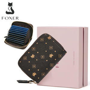 FOXER Women Wallet PVC Artificial Leather Small Purse Embossing Female Short Wallet Ladies Card Holder Fashion Coin Bag