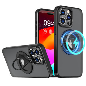 Matel Ring Bracket Stand Magsafe Case For iPhone 15 14 13 12 11 Pro Max Cover Ultra-Thin Frosted Hard Pc Back Wireless Charging Case For iphone15Pro Max 14Pro Max 13Pro Max 12Pro Max 11Pro Max XS Max XR XS 7 8 Plus Shockproof Case For iphone15Pro Max