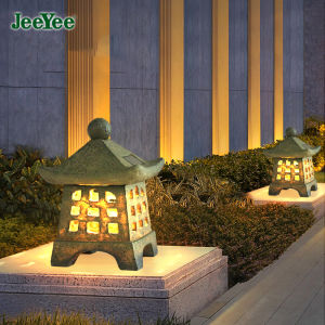 JeeYee Outdoor Solar Pagoda Lantern Garden Statue Pagoda Hollow Garden Solar Decorative Lights Landscape Lamp Solar Gardening Decorative Light Outdoor Park Villa Decorative Lamp