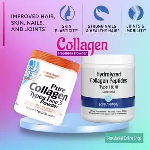 Pure Collagen and Hydrolyzed Collagen Peptides Type 1 & 3 Powder (200 g)