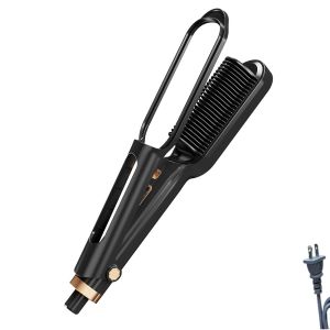 RETAO 2 trong 1 Lược duỗi tóc điện Chống bỏng Màn hình kỹ thuật số LED Bàn chải duỗi tóc ion âm Phổ quát Làm nóng nhanh Máy duỗi tóc cầm tay Chăm sóc tóc